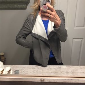 DRAPED LIGHTWEIGHT FAUX LEATHER JACKET